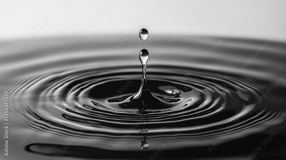A water droplet creating ripples on a smooth surface. A water droplet creating ripples on a smooth surface.