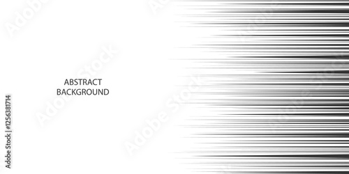 Minimal dynamic abstract background with horizontal black lines. Simple minimal monochrome illustration. Template for banner, presentation, web, business card, promotional materials