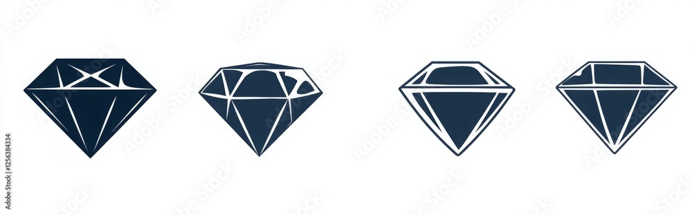 Four diamond shapes are shown in a row. simple black vector diamond icons on a white background Four diamond shapes are shown in a row. simple black vector diamond icons on a white background