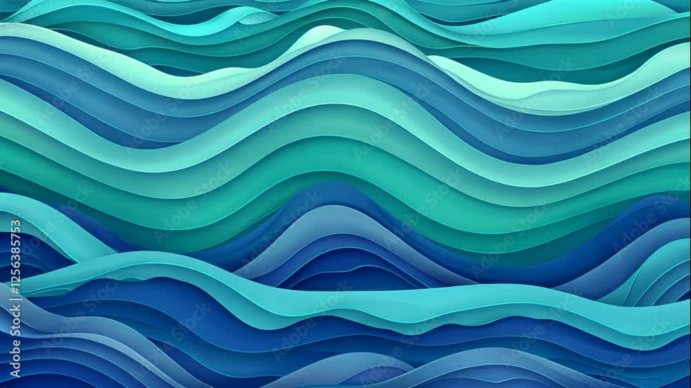 Layered Blue And Teal Waves Abstract Background Layered Blue And Teal Waves Abstract Background