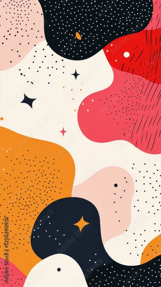 Fototapeta premium Colorful abstract background with dreamy clouds and sparkling stars in pastel hues