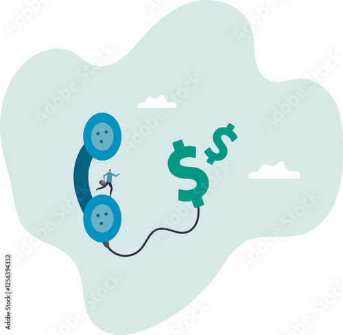 Telemarketing or telesales, phone call for selling product or business deal via telephone call, insurance agent.business concept.flat character.