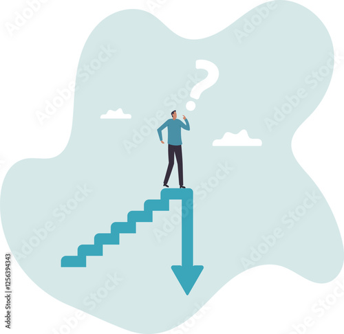 Stock market decline in crisis or bubble burst, investment or economic recession, career dead end or financial risk.business concept.flat character.