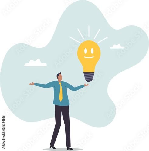 Positive thinking, optimistic mindset or good attitude to success in work, always get idea to solve any problems.business concept.flat character.