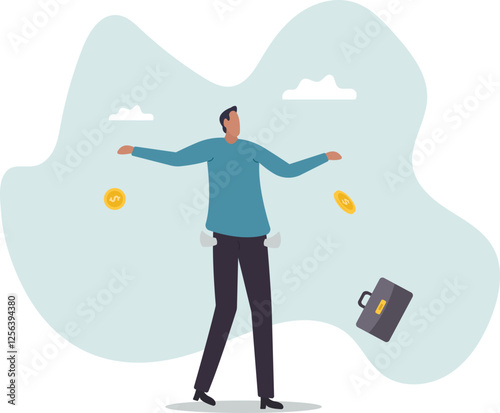 Broke businessman, bankruptcy poor man or financial problem due to jobless and unemployed in Coronavirus COVID-19 economy crisis .business concept.flat character.
