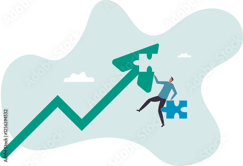 Growth strategy, solving problem to success in work,business concept.flat character.