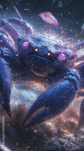 Illustration of the Cancer zodiac sign, symbolized by the crab. Represents intuition, emotions, and sensitivity. Perfect for astrology, horoscope, and mystical themes.
