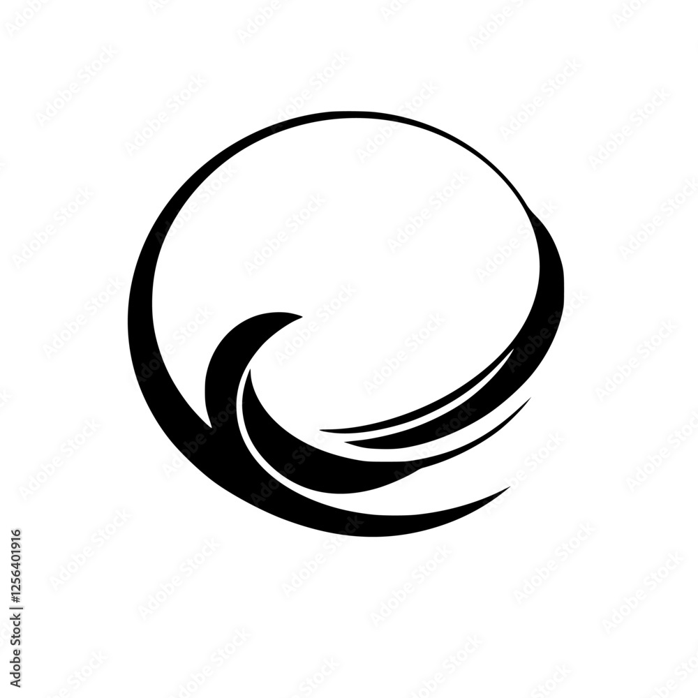 Fototapeta premium Simple Black Wave in a Circle