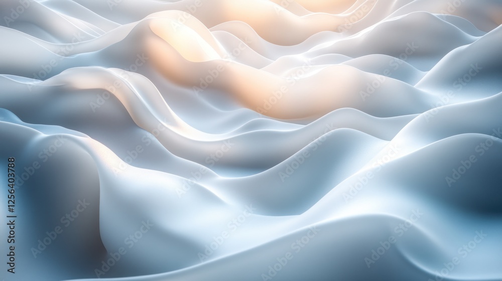 Fototapeta premium Soft, flowing waves of fabric in pastel colors create a serene atmosphere with gentle light