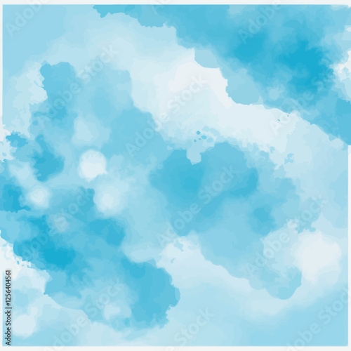 A serene light sky blue watercolor background with soft brush strokes blending white and blue tones. Ideal for creating a calm, peaceful atmosphere in designs.