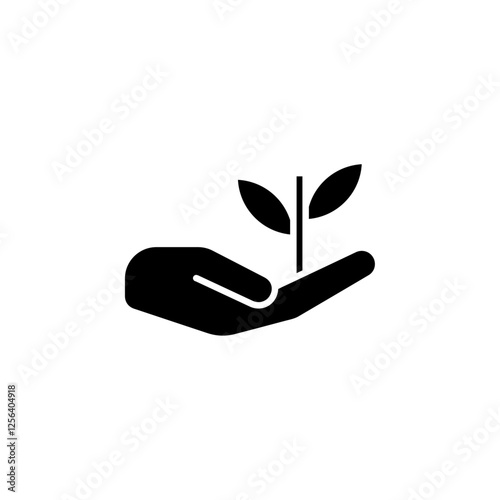 plant in hand icon Simple thin line logo