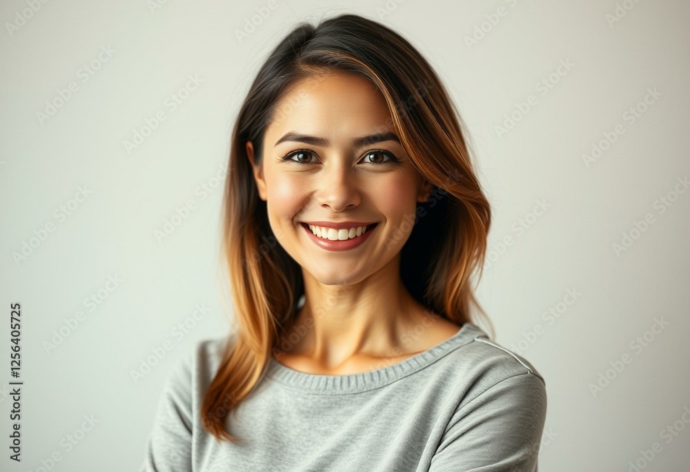 Female teacher with a warm smile in a neutral background Female teacher with a warm smile in a neutral background