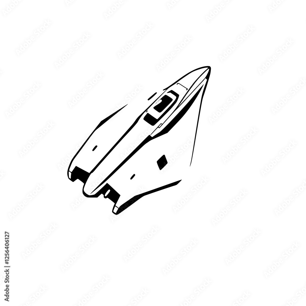 Futuristic Spaceship Illustration: Vector art, Clean lines, Minimalist, Futuristic design, Black and White, Aircraft. Futuristic Spaceship Illustration: Vector art, Clean lines, Minimalist, Futuristic design, Black and White, Aircraft.