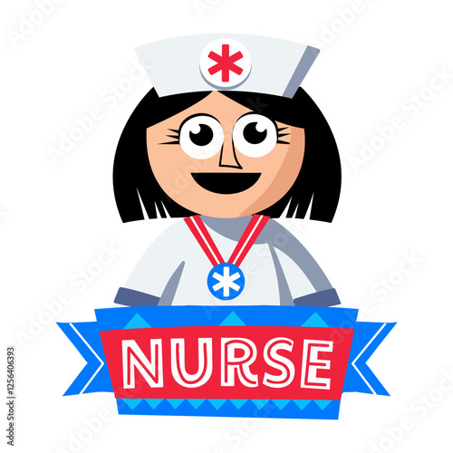 A flat sticker of nurse character 