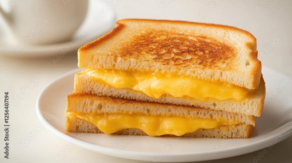 A grilled cheese sandwich served on a white plate A grilled cheese sandwich served on a white plate