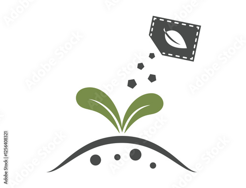 Fertilize a plant sprout icon. Planting, farming and agriculture symbol. isolated vector image