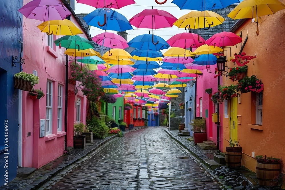 Fototapeta premium Golden Retriever Dog Dressed as Bunny Enjoying Easter in Sunny Spring Grass