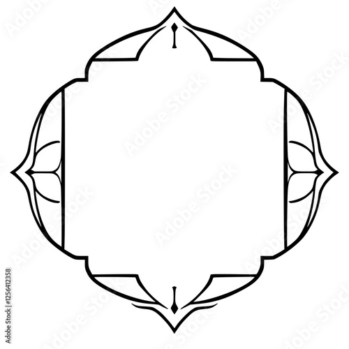 Geometric, Ornate Frame in black and white, a vector illustration with an elegant aesthetic.
