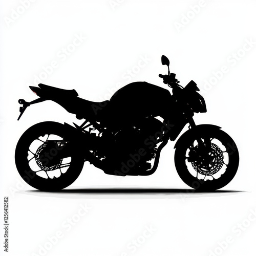 Silhouette of a sleek motorcycle on a white background, showcasing the bike's aerodynamic design and modern form.
