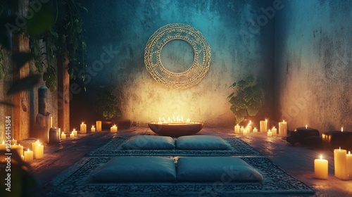 Serene Candlelit Meditation Room: A Mystical Sanctuary