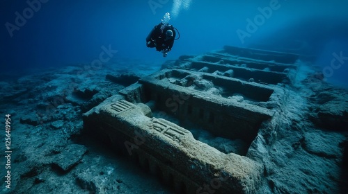 Underwater Exploration: A Diver Explores Ancient Submerged Ruins
