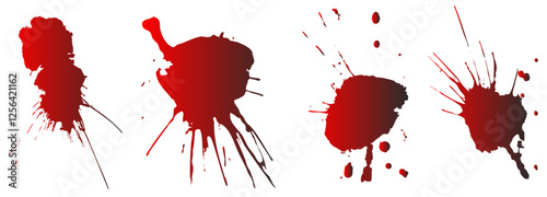 Illustrated blood splatter vector on a transparent background. 