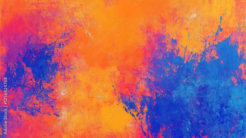 Fototapeta premium Abstract Orange And Blue Textured Paint Art