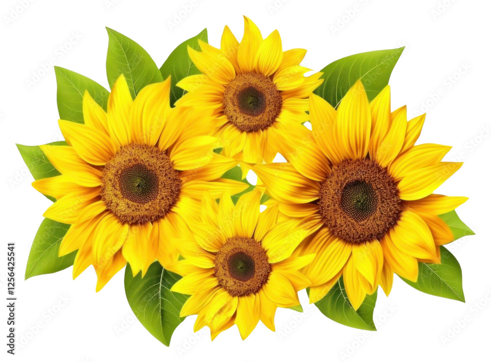 Fototapeta premium PNG Sunflower border plant white background inflorescence.