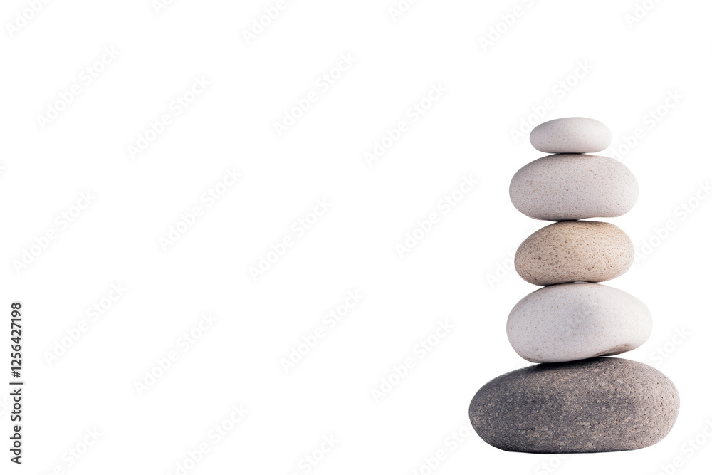 Stack of five rocks on a white background Stack of five rocks on a white background