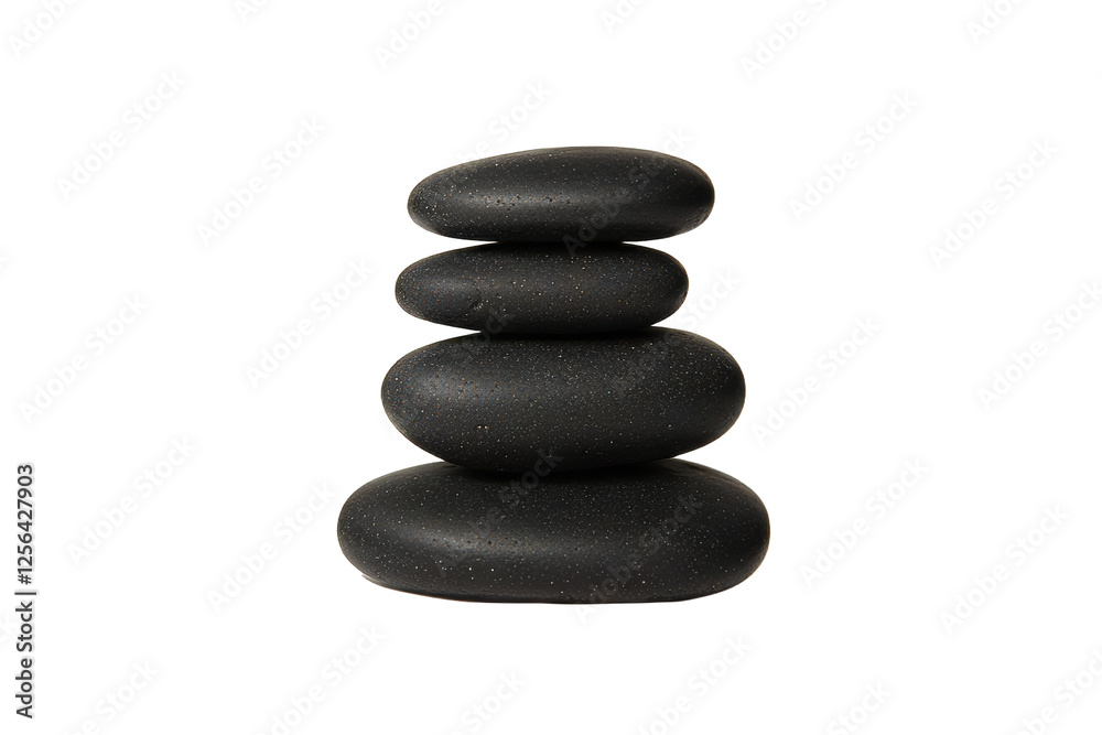 Stack of black stones on a white background Stack of black stones on a white background