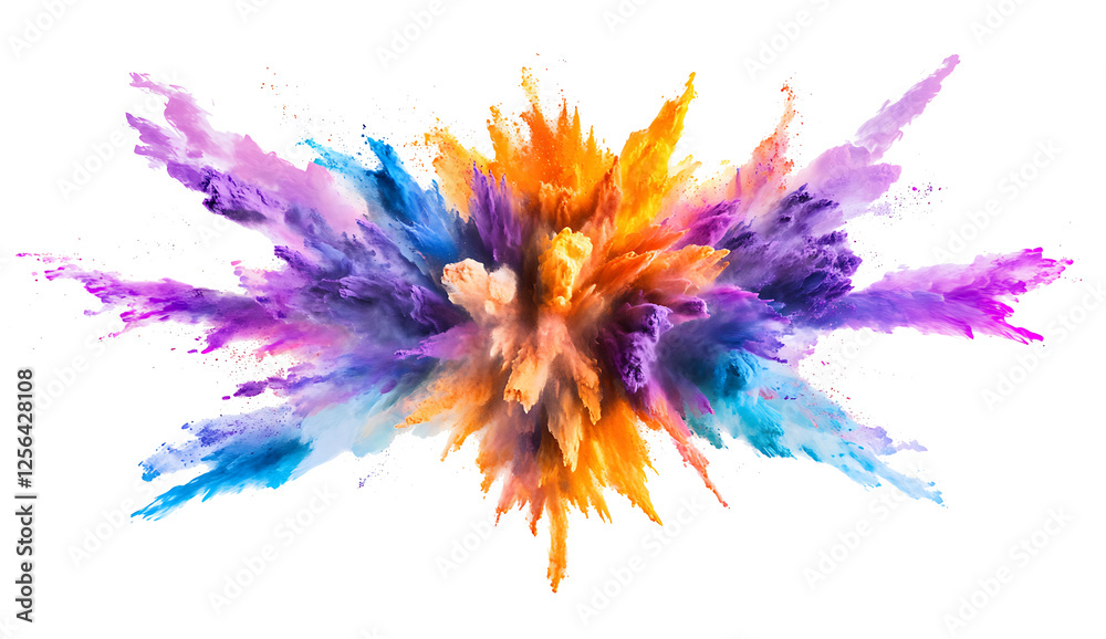 Colorful powder explosion bomb isolated on white background PNG.AI GENERATED Colorful powder explosion bomb isolated on white background PNG.AI GENERATED