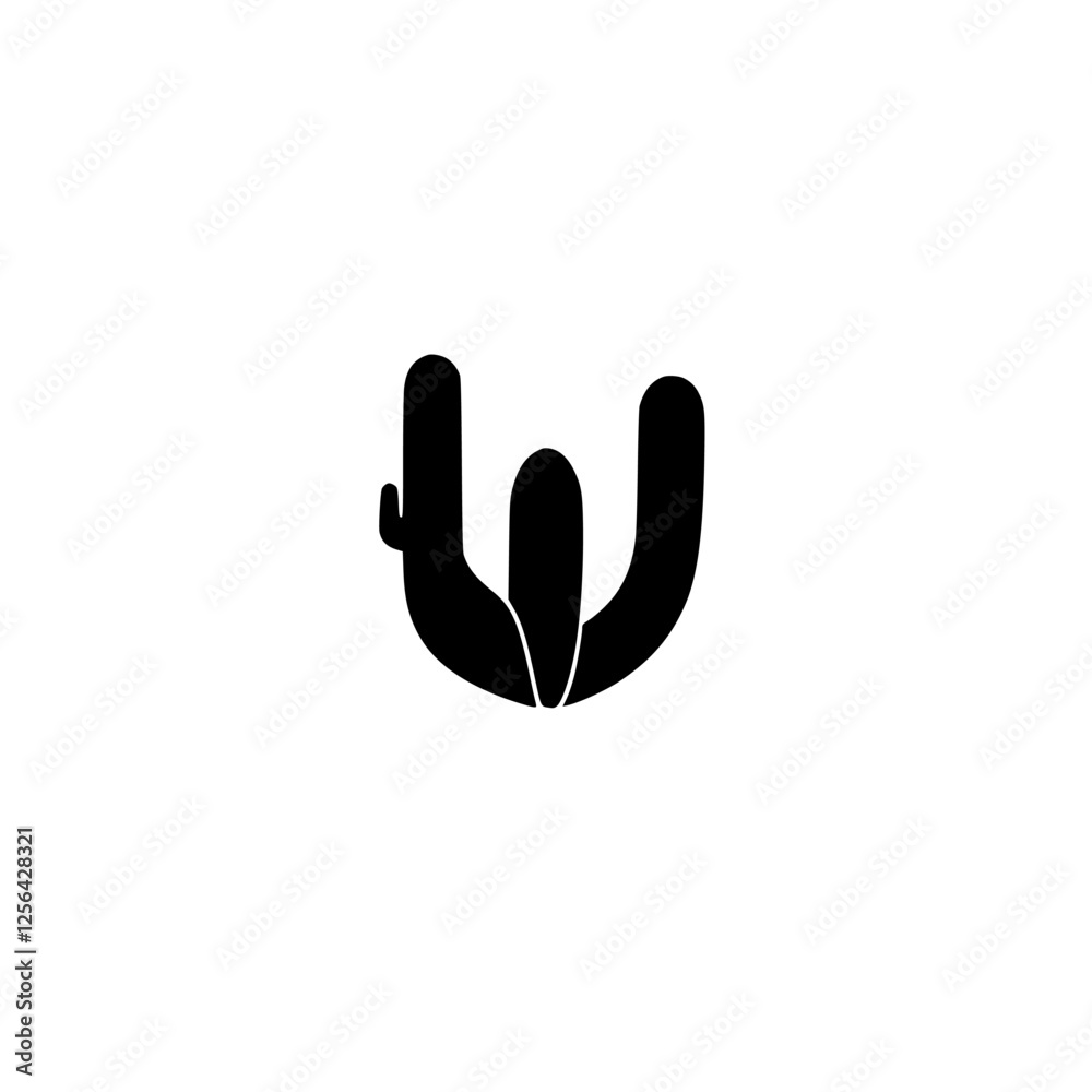 Abstract Silhouette of a Cactus: Minimalist Design Abstract Silhouette of a Cactus: Minimalist Design