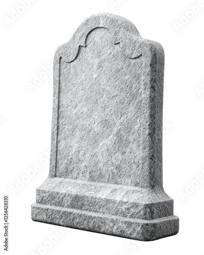 Gray stone headstone with a cross on top