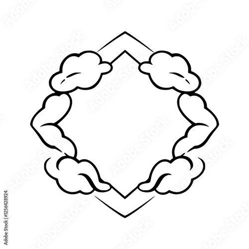 Clouds and Frame-like shape with clouds and arms.