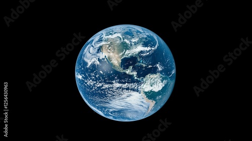 This view from space highlights Earth’s vibrant blue oceans and lush green continents, revealing the beauty of our planet against the vastness of space during daylight