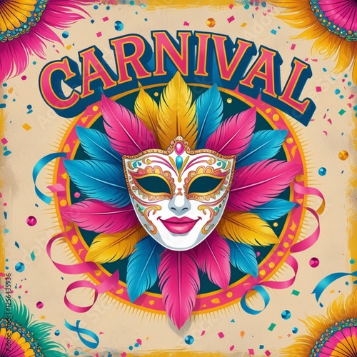 carnival mask on a red background. Carnival Celebration. Carnival Mask