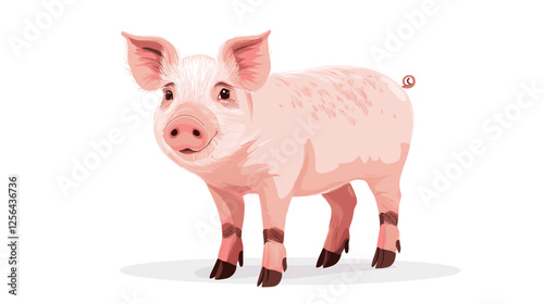 Pig Vector illustration of big hog isolated on a white background Flat style