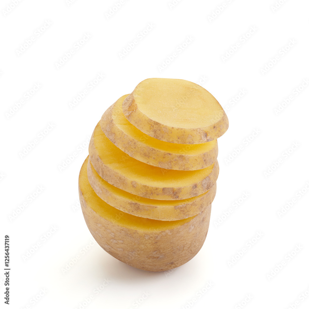 Potato slices isolated on white background Potato slices isolated on white background
