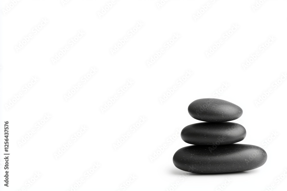 Three black stones are stacked on top of each other Three black stones are stacked on top of each other