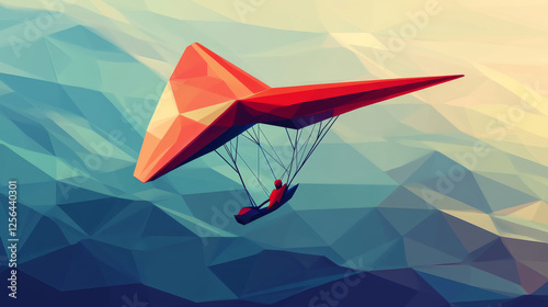 Hang-gliding of triangles. Low poly Hang-gliding. Vector illustration