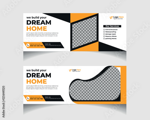 Vector construction social media post cover template design	