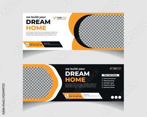 Vector construction social media post cover template design	