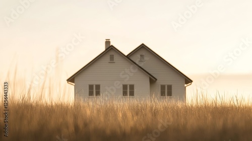 Wallpaper Mural Modern house, sunset field, peaceful countryside, home sale Torontodigital.ca