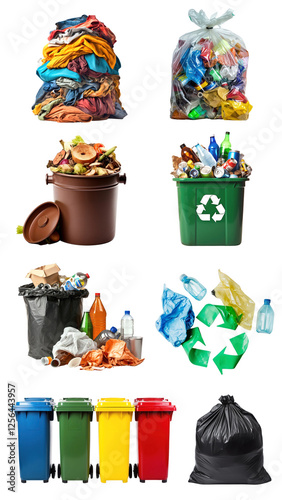Garbage elements png element set, transparent background