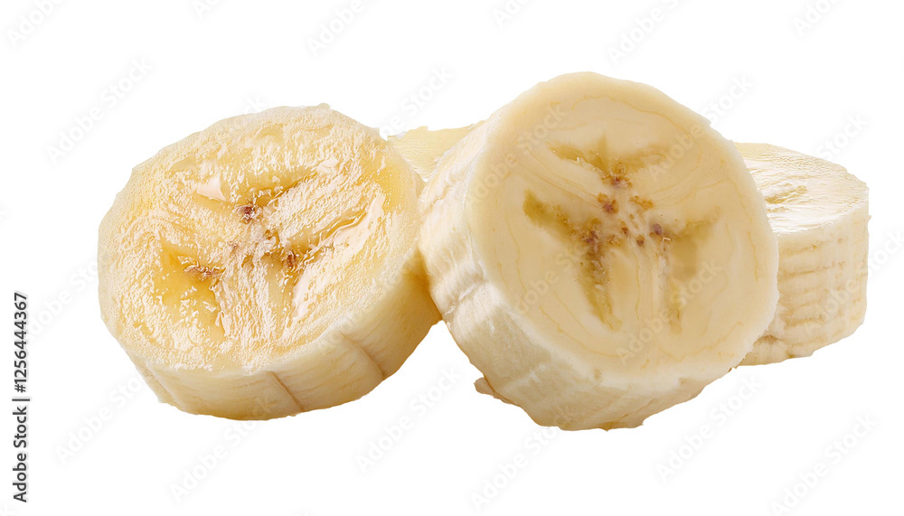 Sliced banana pieces isolated on transparent background Sliced banana pieces isolated on transparent background