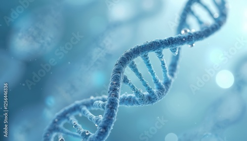 Close-up of DNA molecule helix in blue tones. Genetic mapping, disease predisposition analysis, advanced genetic research, deoxyribonucleic acid, heredity risk screening, diagnostic tool for
