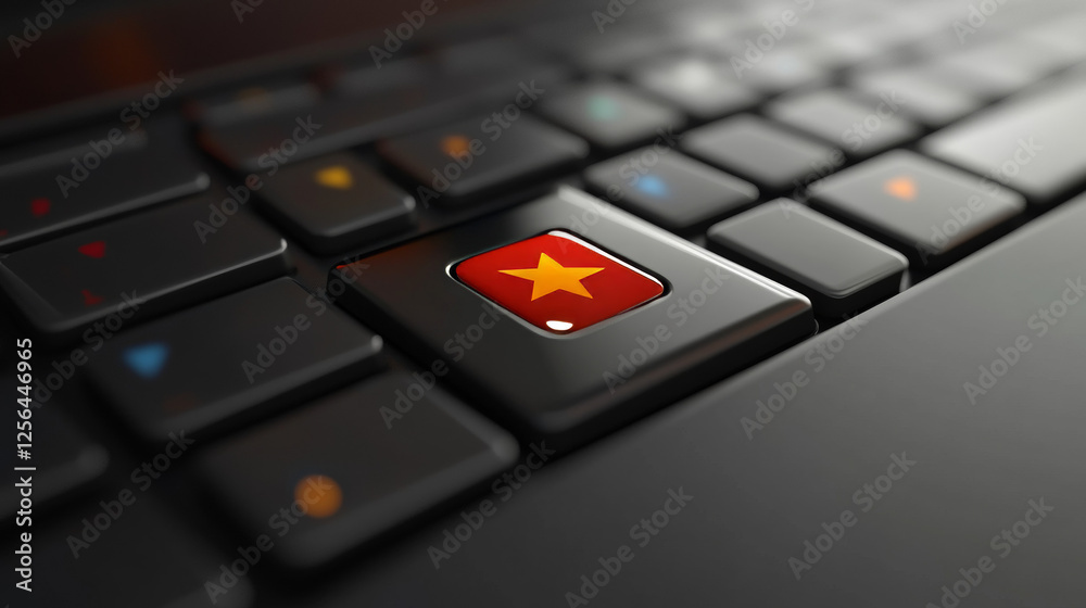 Computer keyboard, close-up button of the flag of East Timor. 3D render of a laptop keyboard Computer keyboard, close-up button of the flag of East Timor. 3D render of a laptop keyboard