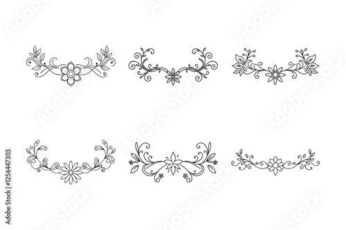 set of floral design elements