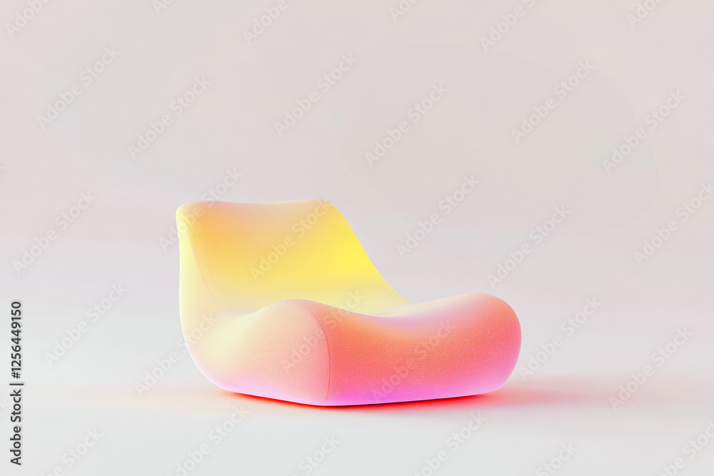 Render of a contemporary and comfortable lounge chair in soft pastel colors for modern interior design Render of a contemporary and comfortable lounge chair in soft pastel colors for modern interior design