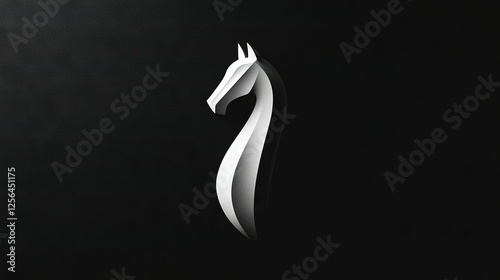  A monochrome image of a horse's head adorned with lengthy white stripes on its sides
